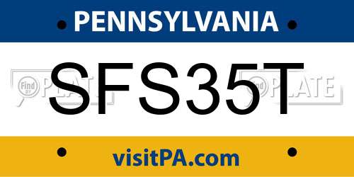 SFS35T Pennsylvania License Plate