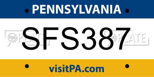 SFS387 Pennsylvania License Plate