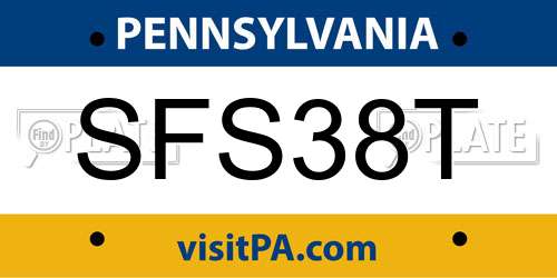 SFS38T Pennsylvania License Plate