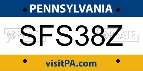 SFS38Z Pennsylvania License Plate