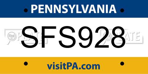 SFS928 Pennsylvania License Plate