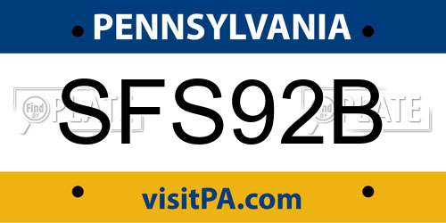 SFS92B Pennsylvania License Plate