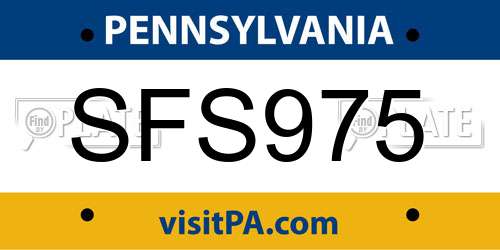 SFS975 Pennsylvania License Plate