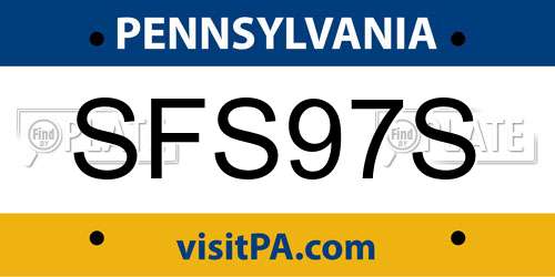 SFS97S Pennsylvania License Plate
