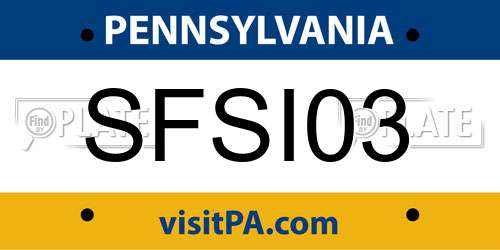 SFSI03 Pennsylvania License Plate
