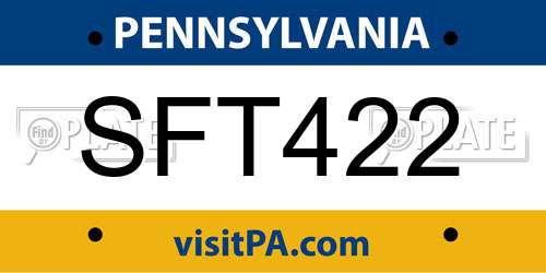 SFT422 Pennsylvania License Plate