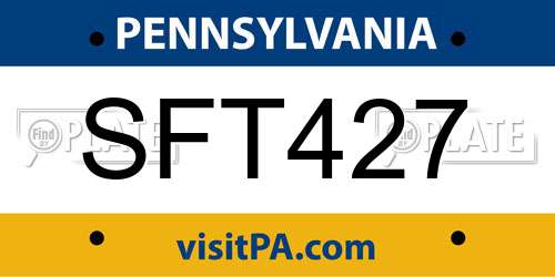 SFT427 Pennsylvania License Plate