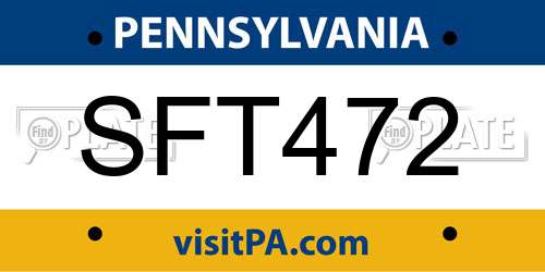 SFT472 Pennsylvania License Plate