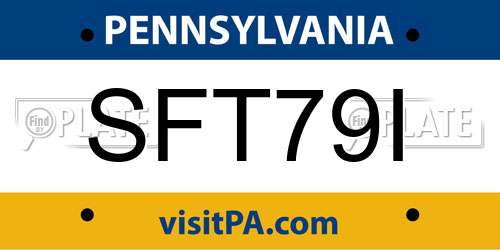SFT79I Pennsylvania License Plate