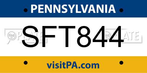 SFT844 Pennsylvania License Plate