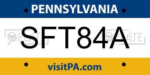 SFT84A Pennsylvania License Plate