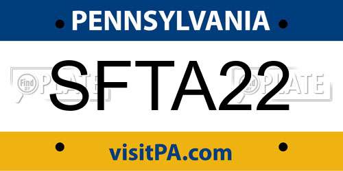 SFTA22 Pennsylvania License Plate