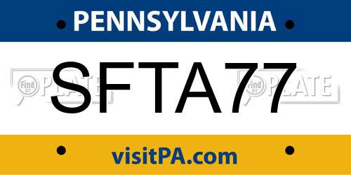 SFTA77 Pennsylvania License Plate