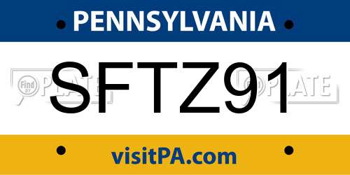 SFTZ91 Pennsylvania License Plate