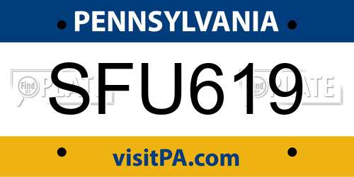 SFU619 Pennsylvania License Plate