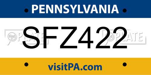 SFZ422 Pennsylvania License Plate