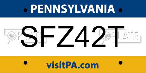 SFZ42T Pennsylvania License Plate