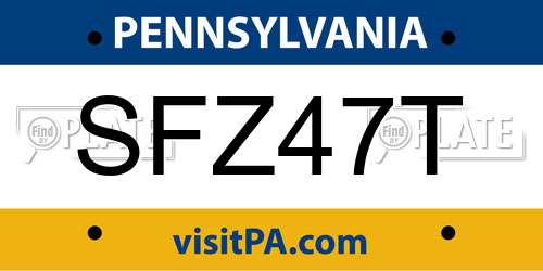 SFZ47T Pennsylvania License Plate