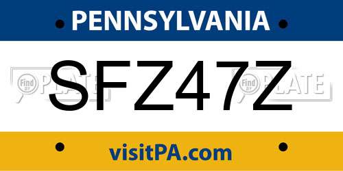 SFZ47Z Pennsylvania License Plate
