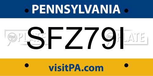 SFZ79I Pennsylvania License Plate