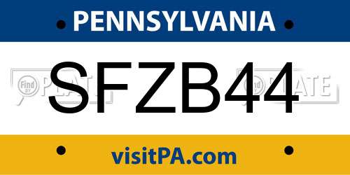 SFZB44 Pennsylvania License Plate