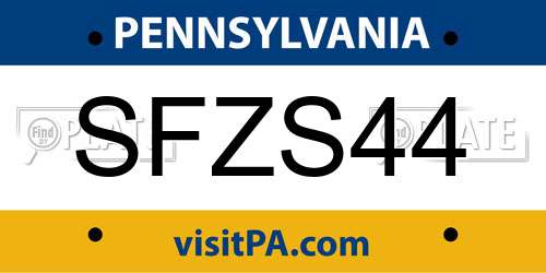 SFZS44 Pennsylvania License Plate