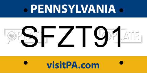SFZT91 Pennsylvania License Plate