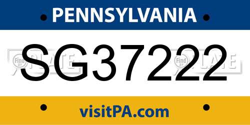 SG37222 Pennsylvania License Plate