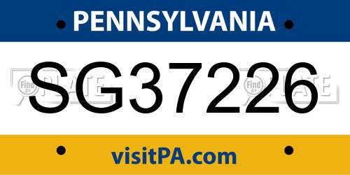 SG37226 Pennsylvania License Plate
