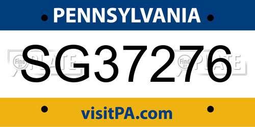 SG37276 Pennsylvania License Plate