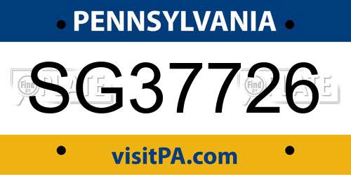 SG37726 Pennsylvania License Plate