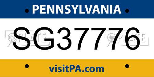 SG37776 Pennsylvania License Plate
