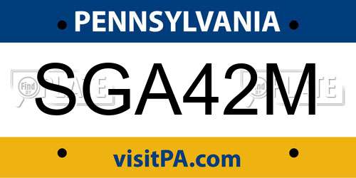 SGA42M Pennsylvania License Plate