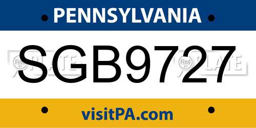 SGB9727 Pennsylvania License Plate