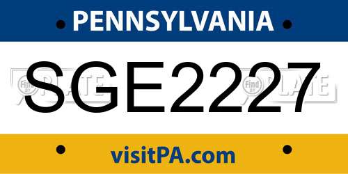 SGE2227 Pennsylvania License Plate