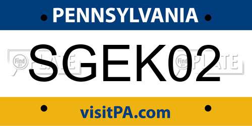 SGEK02 Pennsylvania License Plate