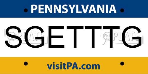 SGETTTG Pennsylvania License Plate
