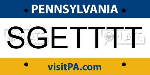SGETTTT Pennsylvania License Plate