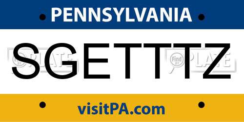 SGETTTZ Pennsylvania License Plate