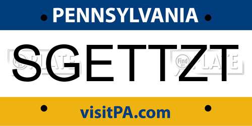 SGETTZT Pennsylvania License Plate