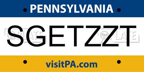 SGETZZT Pennsylvania License Plate