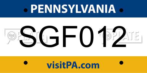 SGF012 Pennsylvania License Plate