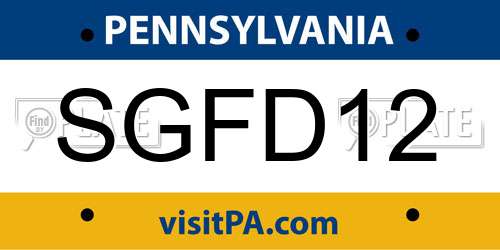 SGFD12 Pennsylvania License Plate