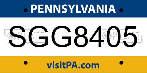 SGG8405 Pennsylvania License Plate