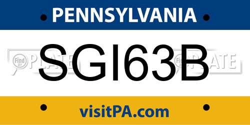 SGI63B Pennsylvania License Plate