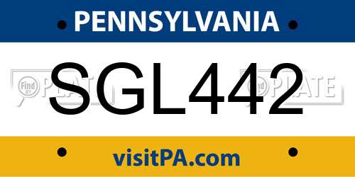 SGL442 Pennsylvania License Plate