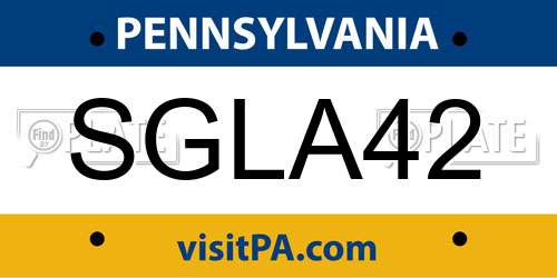 SGLA42 Pennsylvania License Plate