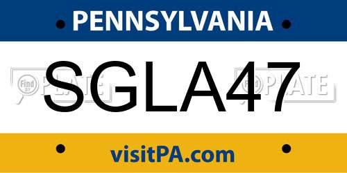SGLA47 Pennsylvania License Plate