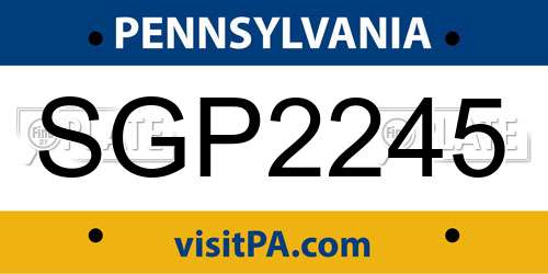 SGP2245 Pennsylvania License Plate