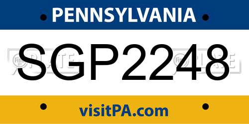 SGP2248 Pennsylvania License Plate